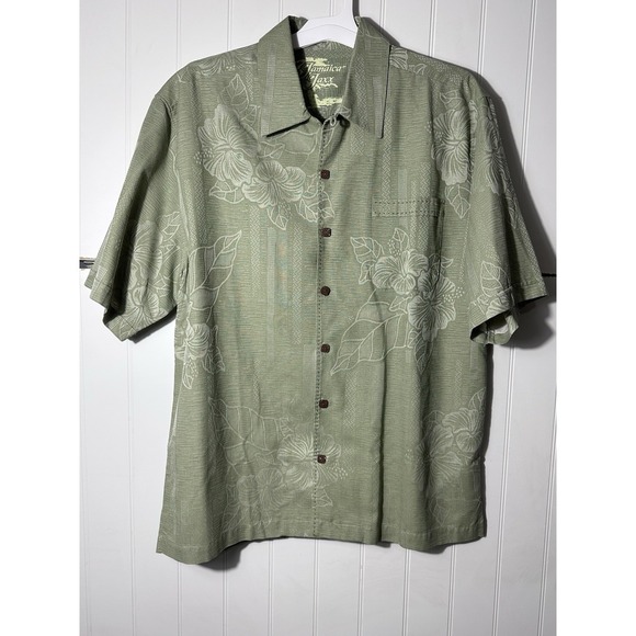 Jamaica Jaxx Other - Jamaica Jaxx 100% Silk Short Sleeve Button Down Hawaiian Shirt Men's Large Green